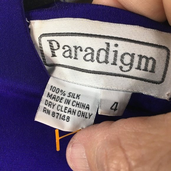 Vintage Silk Dress Womens 4 Purple Career Event Occasion Wedding Cocktail Formal - Picture 3 of 16